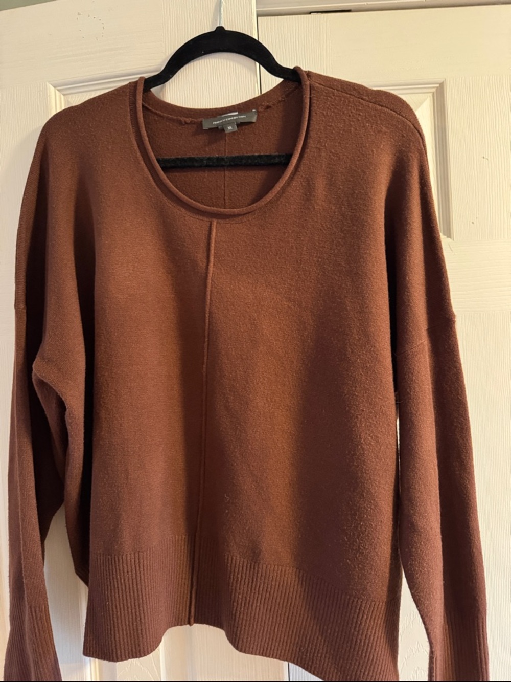 Soft Crewneck Sweater in Rust Brown - Women's Casual Knit xl